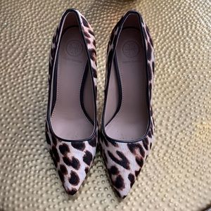 Tory Burch Leopard Heels made with calf hair